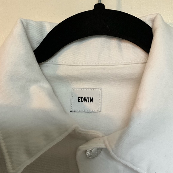 Anthropologie EDWIN Womens Evie White Denim Jacket Size Small - Picture 6 of 7